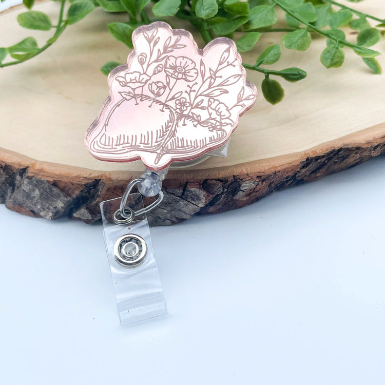 Floral Liver Badge Reel - Rose Gold Badge Reel - Hepatologist Badge Reel - RN Badge Reel - Anatomy Badge -Nurses Week Gift - Nurse Gift