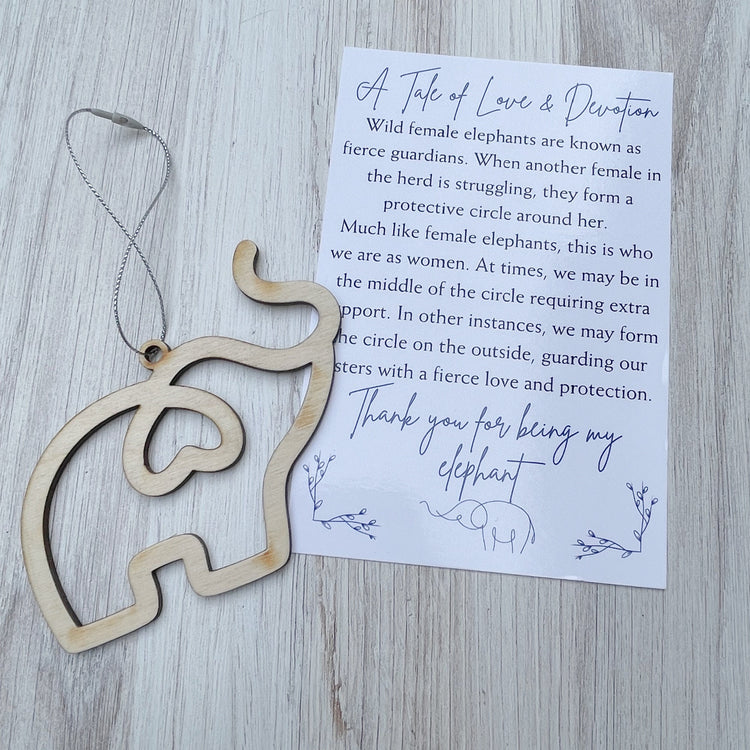 Wooden Sisterhood Elephant Christmas Tree Ornament